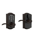 Keyless Entry Lock With Accent Lever In Aged Bronze, Electronic Door Lock With Auto Lock Or Unlocked Modes, Pre Programmed Codes