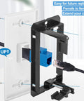 Slick 5 Pack Ethernet Wall Outlet Plates With Cat6 RJ45 Keystone Jacks And Female To Female Couplers. Installation detail of wall plate.