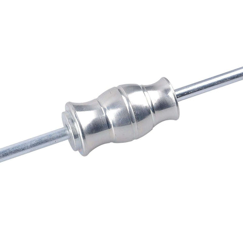 Close-up of Blind Hole Collet Bearing Puller Set With Slide Hammer, silver metal tool expands to grab pilot and inner bearings.