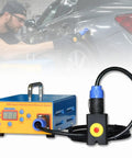 DIY Car Dent Repair Kit With Digital Display Power For Quick Dent Fix Paintless Dent Removal Tool shown with dent repair process