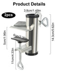 Two Pack Heavy Duty Umbrella Clamp Galvanized Steel Adjustable Deck Mount For Patio Balcony Railing, product dimensions shown