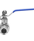 Front view of Heavy Duty Tri Clamp Ball Valve Stainless Steel 304 With PTFE Lined Seat 248 Fahrenheit Max Temp 1.6 MPa Working Pressure Tube
