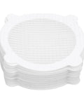 Saluaqui 50pcs Mesh Shower Drain Stickers 12cm Hair Catcher stacked, fine mesh design for efficient hair trapping.