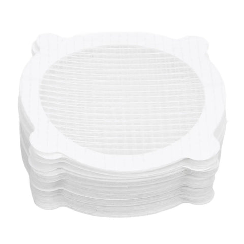 Saluaqui 50pcs Mesh Shower Drain Stickers 12cm Hair Catcher stacked, fine mesh design for efficient hair trapping.