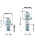 Heavy Duty Side Post Battery Terminal Bolts 3/8 Inch Thread with dimensions, galvanized steel construction for auto use.