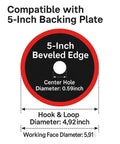 5-Inch beveled edge backing plate with center hole and hook & loop design for use with Kick Serious Shine With This 6 Inch Wool Cutting And Polishing Pad Set.