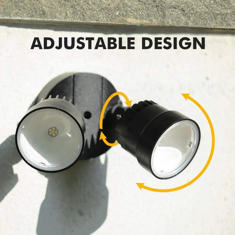 Hella Bright Dual Head LED Security Floodlight Featuring Straight Up Reliable Switch Control And Totally Weatherproof Housing For Patio Yard And Garage In Black