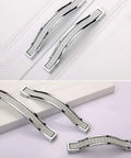 Crystal Rhinestone Cabinet Handles And Knob Pull Set In Silver Zinc Alloy shown in two lengths