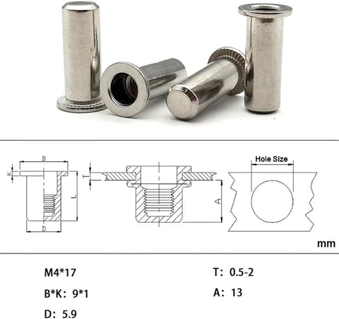 Premium SUS304 Stainless Steel Rivet Nuts With Flat And Countersunk Heads Hella Durable Threaded Inserts For Slick Easy Install Bulk Hardware Grippy Threads No Mess Assembly