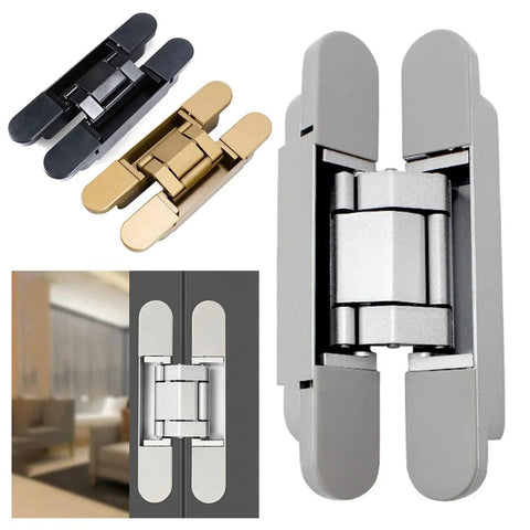 Folding Cross Door Hinge Invisible Stainless Steel Heavy Duty 180 Degree Concealed Three Dimensional Hinge Gold Finish for Modern Homes