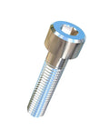 Pack Of Eight M8 1.25 X 35mm Socket Head Cap Screws Grade Two Polished Titanium Bolts close-up view of shiny screw.