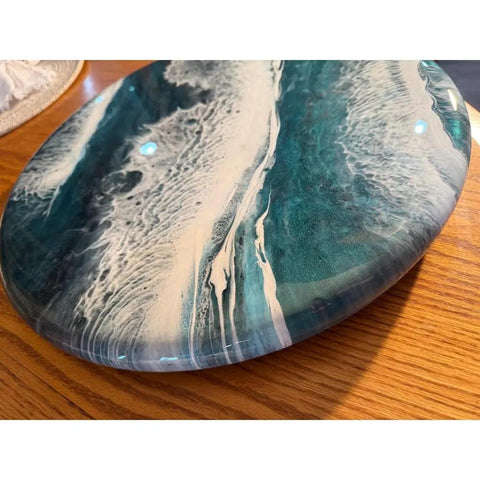 18 Inch Lazy Susan Rotating Table Organizer With Coastal Beach Decor For Kitchen Countertop And Dining Table 360 Degree Spin