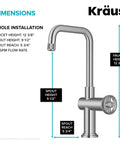 Diagram of Urbix Industrial Single-Handle Bar Kitchen Faucet in Brushed Gold with dimensions and 1.5 gpm flow rate.