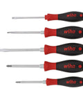 Extra Heavy Duty Slotted and Phillips Screwdriver Set, Five-Piece With SoftFinish Cushioned Grips, Blade Molded to Handle, Parallel Flats