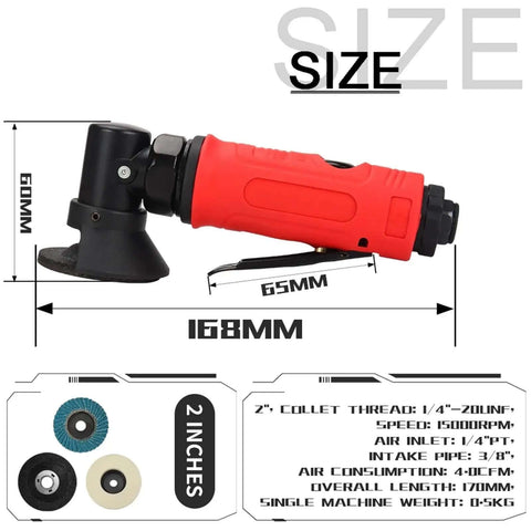 Beast Of A 2 Inch Air Angle Die Grinder Kit With 90 Degree Pneumatic Polisher Sander And Engraving Mill Includes Sanding Discs