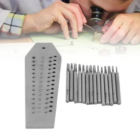 14-Piece Miniature Tap And Die Set For Jewelers And Watchmakers, 0.7mm To 2mm Thread Taps With Screw Plate displayed with a watchmaker.