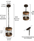 Retro Industrial Round Pendant Light Two Pack With Metal And Wood Farmhouse Chandelier size guide and ceiling installation options.