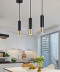 Three Pack Sleek Crystal Pendant Lights In Chrome Sparkling Modern Chandelier Lighting above kitchen island with dining setup