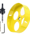 JIECHENG 6-inch bi-metal hole saw kit, 4 pieces: yellow hole saw, 3/8-in hex shank arbor, drill bit, and hex key