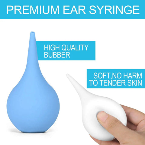 2 Pack Ear Syringe Set 2oz 60ml Hand Bulb Ear Washing Squeeze Syringe Rubber Squeeze Bulb With Anti Slip Grip Unibody Design Safe Non Toxic Tool For Easy Ear Cleaning And Water Removal At Home blue and white bulb syringes
