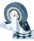 Heavy Duty Swivel Caster Wheels For Furniture Carts And Workbenches Four Pack Two Inch Nylon Rollers With Steel Brackets, close-up view.