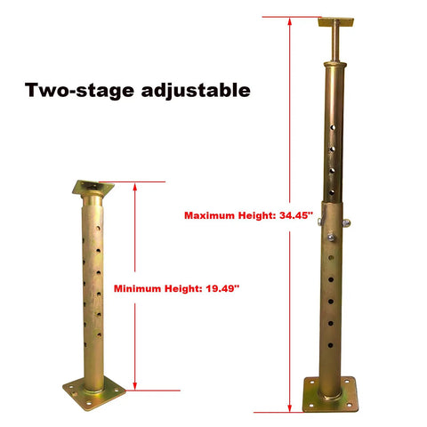 4 Pack Adjustable Floor Joist Support Jacks For Sagging Foundation Repair And Leveling Basement Beams Crawlspace Or Cellar Jobs with height markings