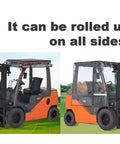 CHENGNAN forklift rain cover up to 6000 lb; clear EVA canopy with brown frame, universal waterproof on forklifts