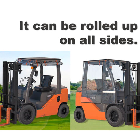 CHENGNAN forklift rain cover up to 6000 lb; clear EVA canopy with brown frame, universal waterproof on forklifts