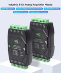 Front view of Rock Solid 8 Channel Analog Data Acquisition Module With 12-Bit Precision For Voltage And Current Sensing in black case.