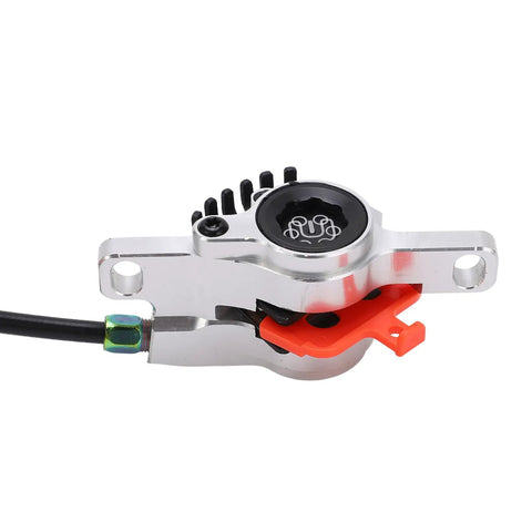 Slick Aluminum Alloy Dual Piston Mechanical Disc Brake Set with Ergo 3 Finger Levers for Mountain Road Bikes silver brake caliper detail