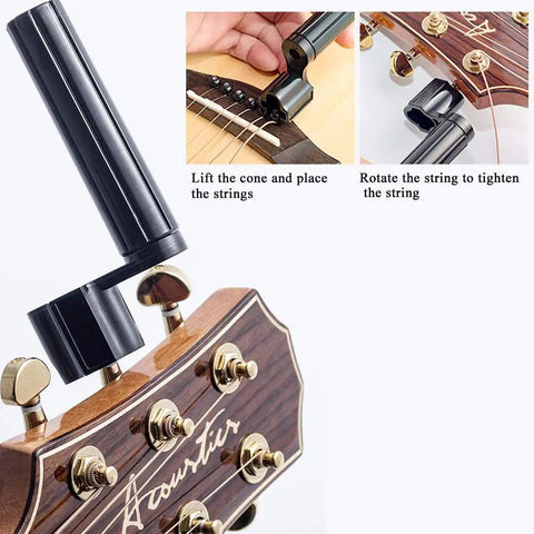 Close-up of winder tool from 44 Piece Guitar Repair Tool Kit With Stainless Steel Setup Tools for Guitar Ukulele Bass Mandolin Banjo.