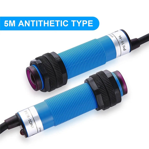 Budget Friendly M18 Through Beam Photoelectric Proximity Switch Sensor PE18 For Safety Equipment PNP NO NC 5m Range