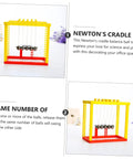 Newtons Cradle Desk Ball Set For Physics Fans And Science Nerds Glass Pendulum Balls showing balance and swing in action.