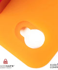 Close-up of Wall Mount Lockout Tagout Board With 10 Impact Resistant Acrylic Holders from Tradesafe, showing mounting hole.