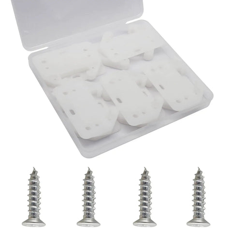 Banish Sticking Drawers Forever With These White Plastic Center Mount Slide Kits including slider brackets and screws.