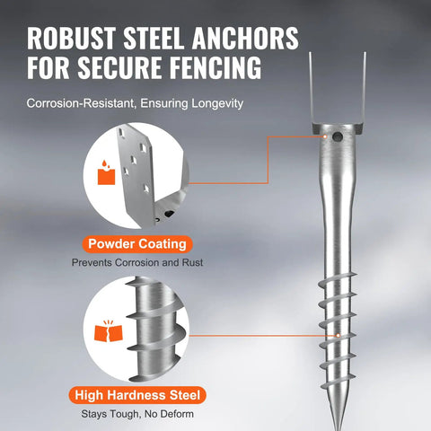 Heavy Duty Ground Screws For Fence And Mailbox Posts 4 Pack With Included Lag Bolts solid steel anchors with powder coating.