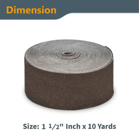 Pro Grade Emery Cloth Sandpaper Roll 120 Grit 1.5 In X 10 Yards Aluminum Oxide abrasive roll for metal and woodworking.