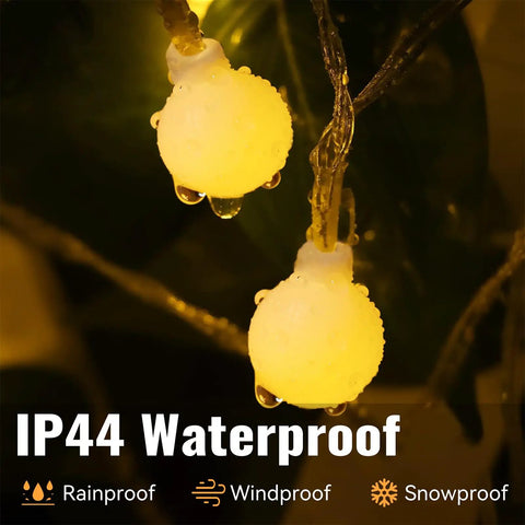 Battery Operated Globe String Lights 33ft With 100 LED Globes Remote Control 8 Modes And Timer Warm White IP44 Waterproof