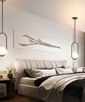 Two Pack Modern Globe Pendant Lights Matte Black Mid Century Chandelier With White Glass Globe Lampshades 1 Light Each Bedroom