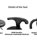 Details of the Rolling Stool Task Chair With Wheels And Backrest, Adjustable Drafting Chair With Footrest components