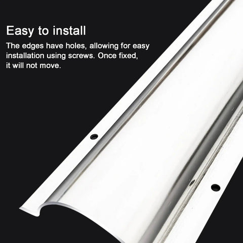 Heavy Duty Stainless Steel Half Round Floor Cord Cover Brushed Metal Finish showing easy installation holes for screws.
