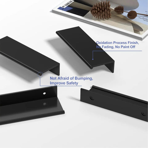Slick Black Edge Pulls Cabinet Handles Set Modern Finger Pulls For Cabinets And Drawers 3 Inch 76mm 30 Pack Easy Install Durable Metal