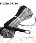 Heavy Duty Synthetic Winch Rope One Fifth Inch By Fifty Foot With Thimble High Tensile Nylon Recovery Strap For Off Road Trucks Atv Utv displayed with a measurement of 590.55in.