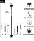 Six Light Industrial Black Chandelier For Dining Room And Living Space Dope Modern Farmhouse Pendant Light details and dimensions