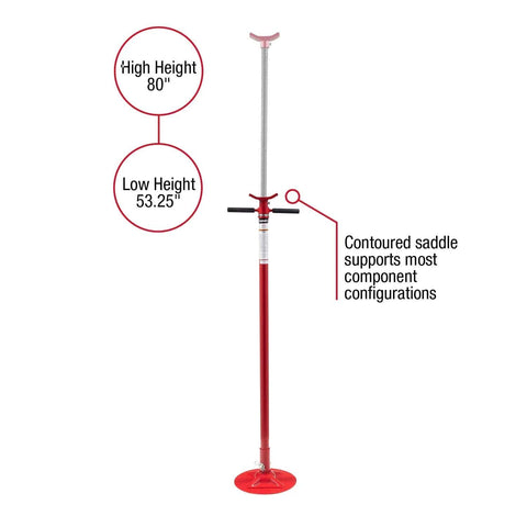 Sunex 6809A underhoist support stand, red steel, 3/4 ton capacity, contoured saddle, 12 in base