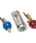 JurwheeR AC Oil Filter Kit With Visual Coolant Inspection Tool And Transparent Tube For Easy Sludge Check High Density Cotton Filtration Boosts Cooling Performance Without Disassembly Keep Your System Clean featuring glass view tester and colored valves.