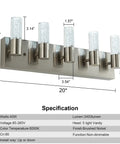 Specifications of Five Light Brushed Nickel Vanity Light Fixture With 40W 6000K Non Dimmable LED for modern spaces