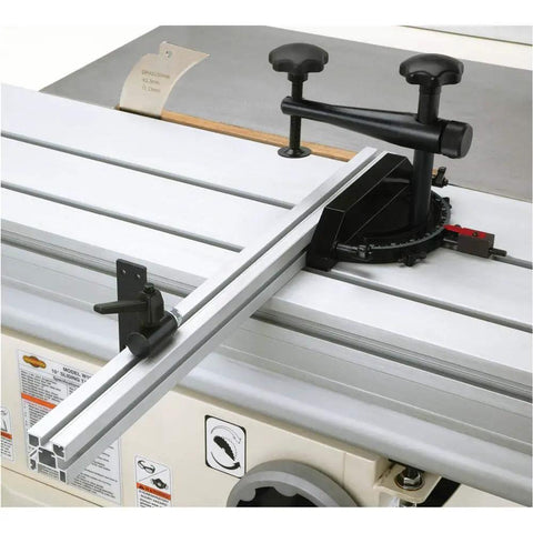 Heavy Duty 10 Inch 5 HP Sliding Table Saw With 220V Single Phase Motor Built Like A Tank And Wide Extension Wings For Straight Clean Cuts Every Single Time Good As Gold