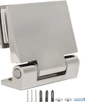 Rugged Frameless Glass Door Hinges Crafted From Top Tier 304 Stainless Steel Heavy Duty Hardware, with mounting screws and an allen key.