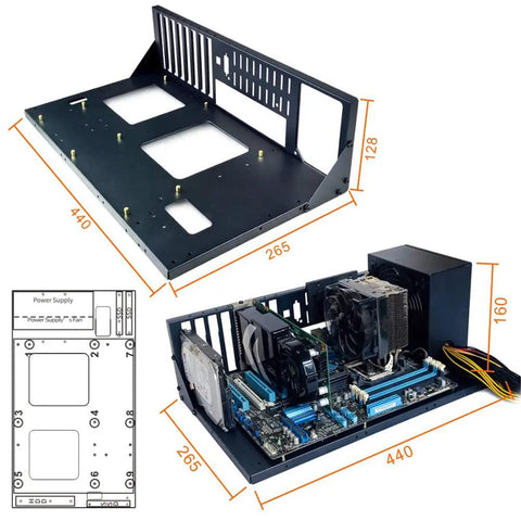 Open Frame Gaming PC Case For ATX And ITX Motherboards DIY Friendly 305 By 245Mm Fit One SSD And One HDD Bay design